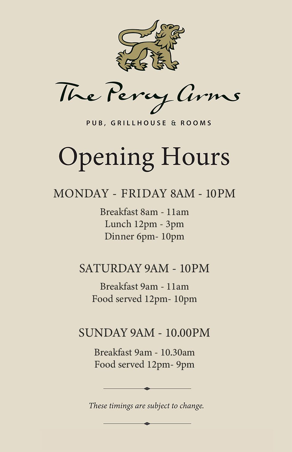 Opening Hours